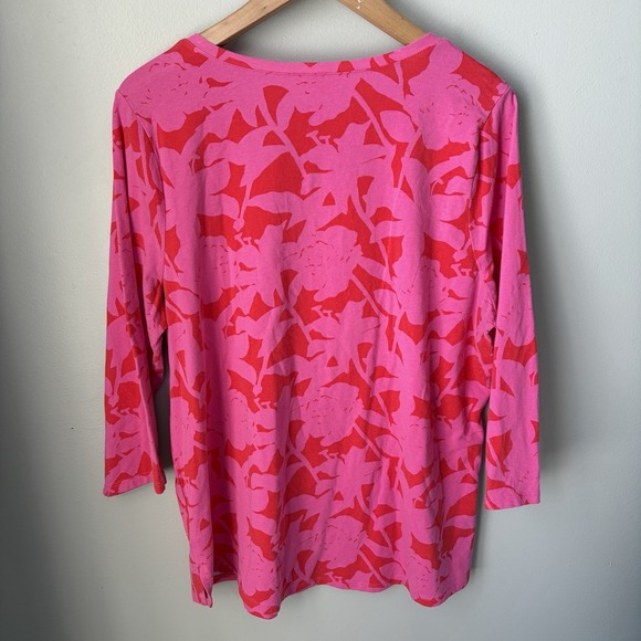 Belle By Kim Gravel Floral Pink Top Long Sleeve Womens Size Large Cotton Blend - Picture 3 of 8